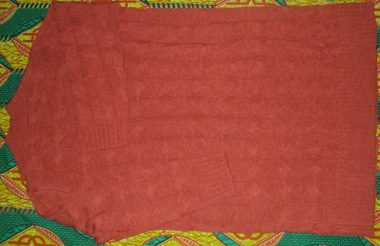 Jessica London Plus Size Pepper Red Cable Duster Sweater Cardigan Size 14/16