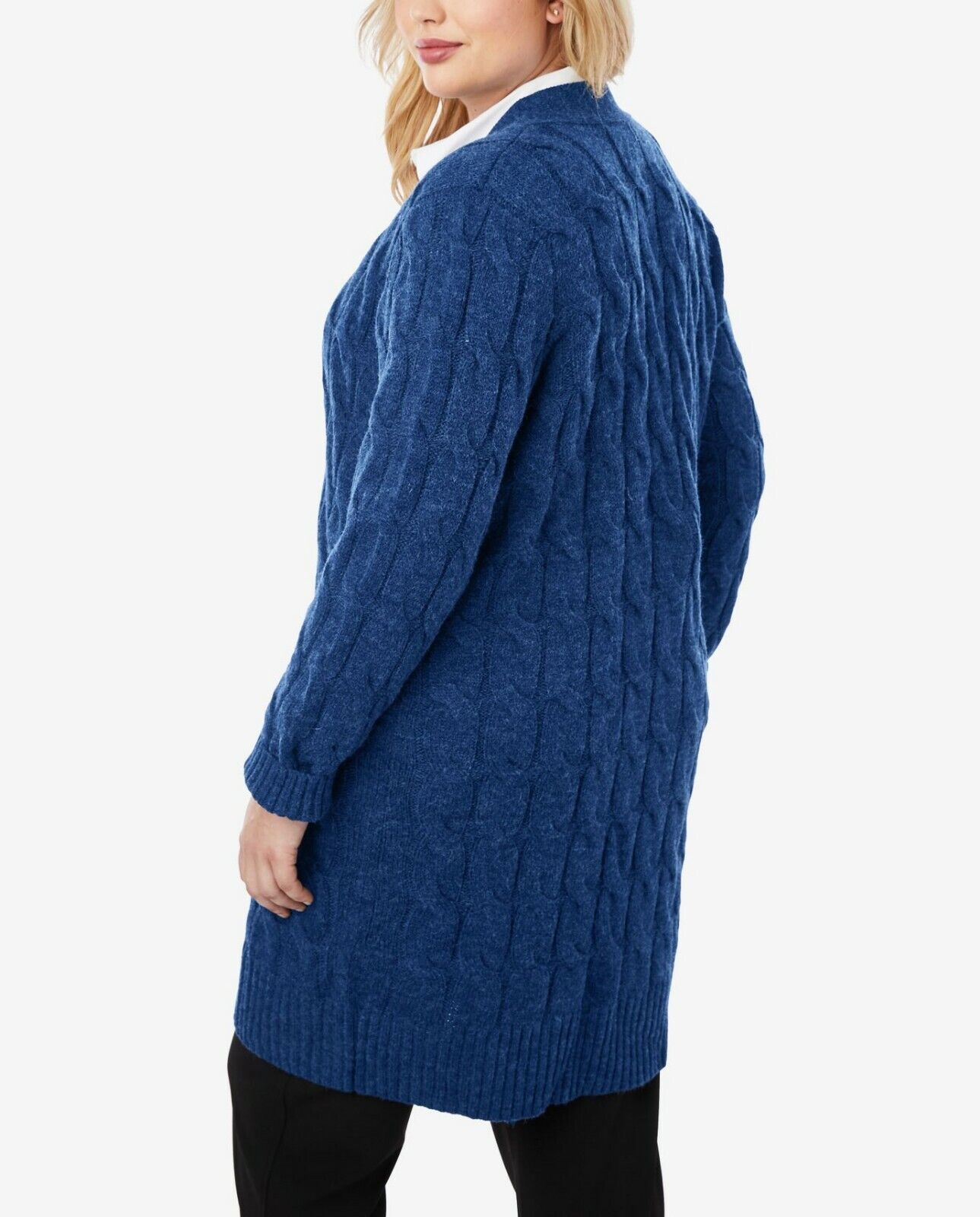Jessica London Plus Size Pepper Red Cable Duster Sweater Cardigan Size 18/20