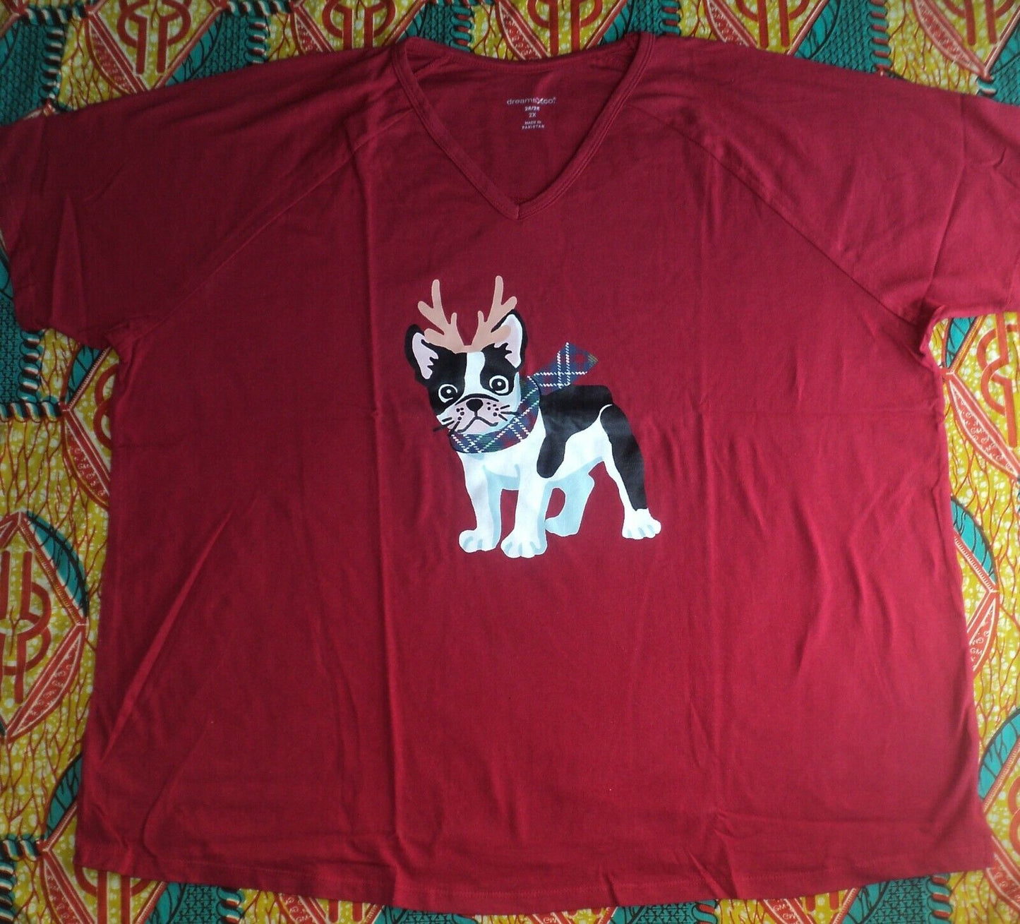 Dreams & Co. Plus Size Classic Red Dog Knit Capri Pajamas Set Size 1X(22/24)