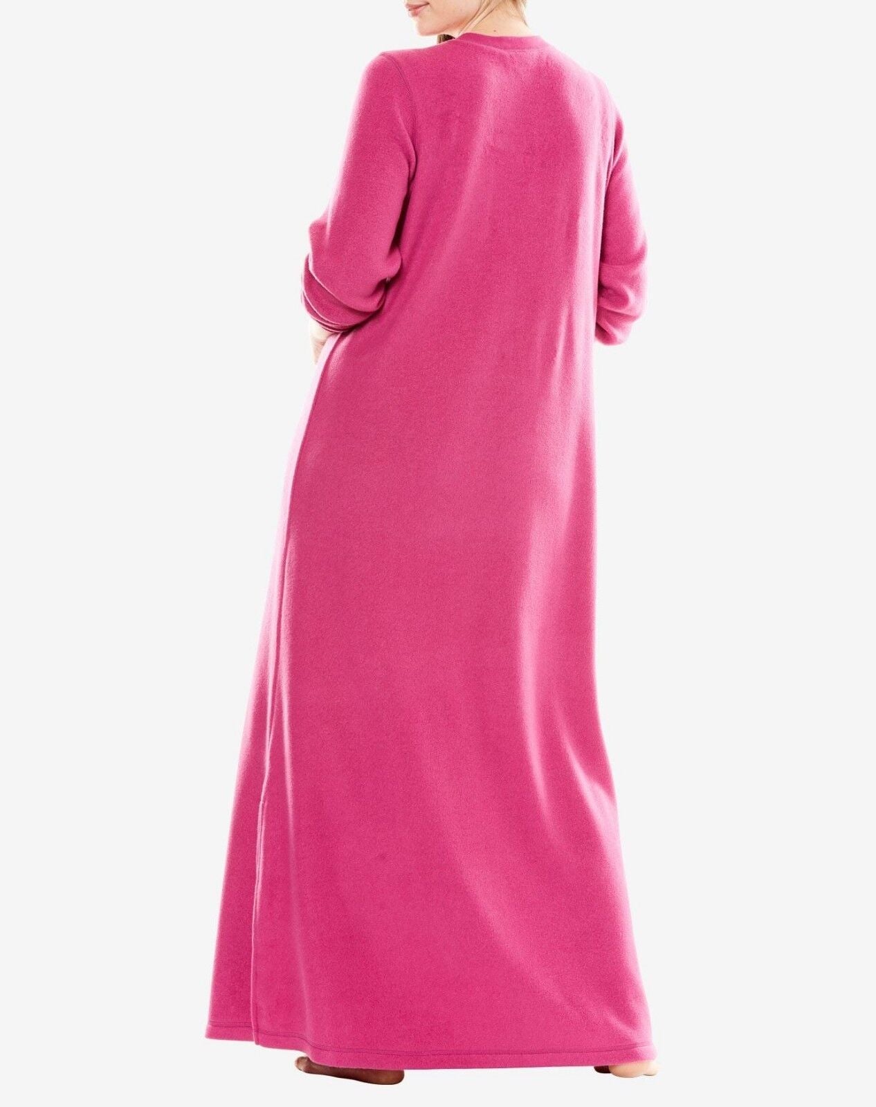 Dreams & Co. Plus Size Heather Grey Long Sleeves Sherpa Long Lounger L(18/20)