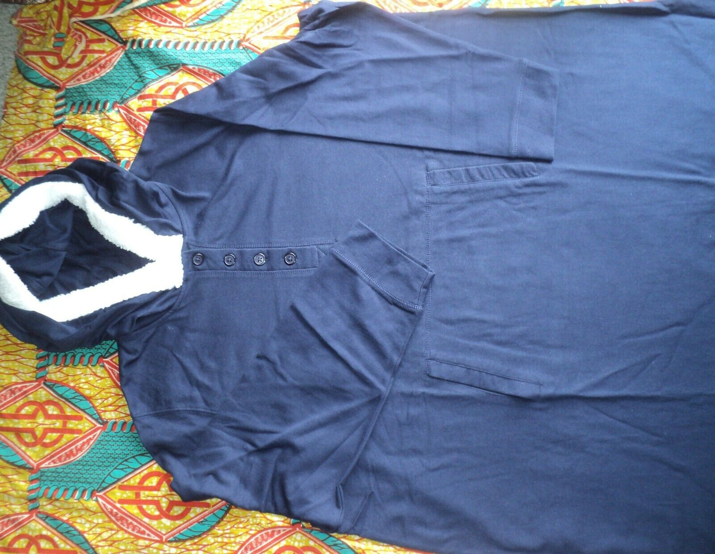Dreams & Co. Plus Size Navy Long Sleeves Hooded Lounger Size 3X(30/32)
