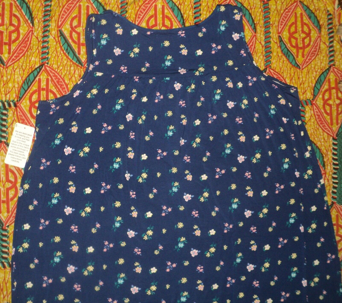 Dreams & Co. Plus Size Evening Blue Flowers Sleeveless Long Knit Lounger Size 3X