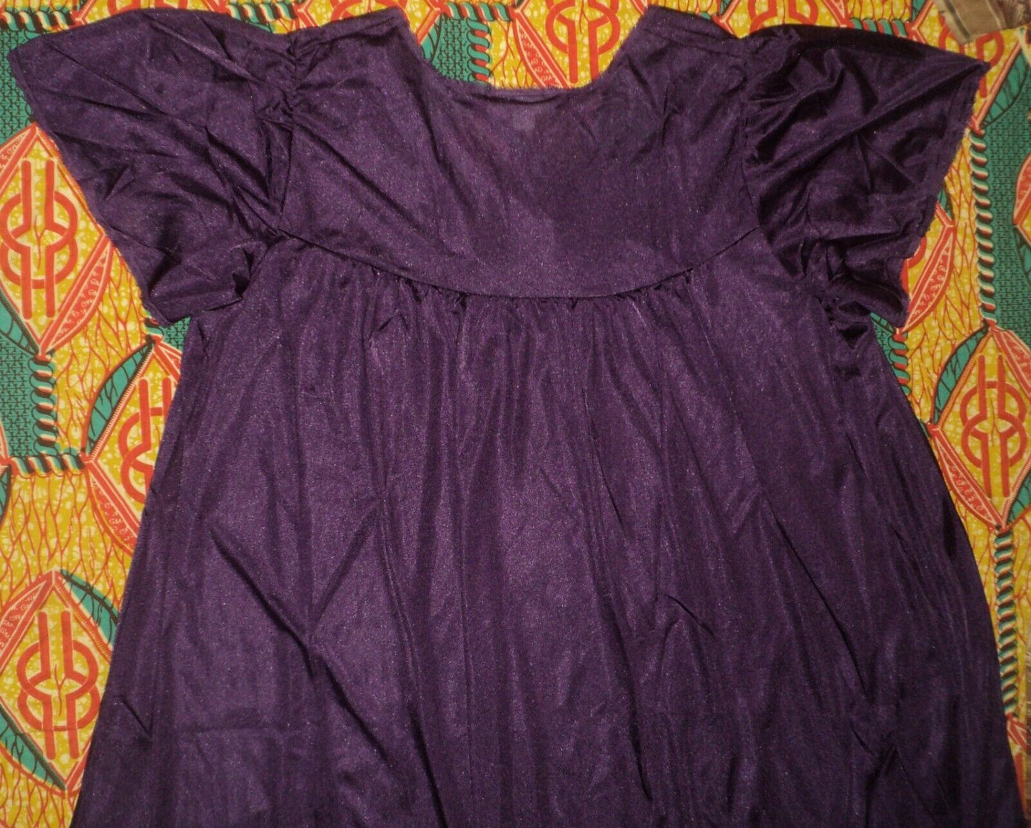 Only Necessities Plus Size Rich Violet Short Silky Lace-Trim Nightgown Size L