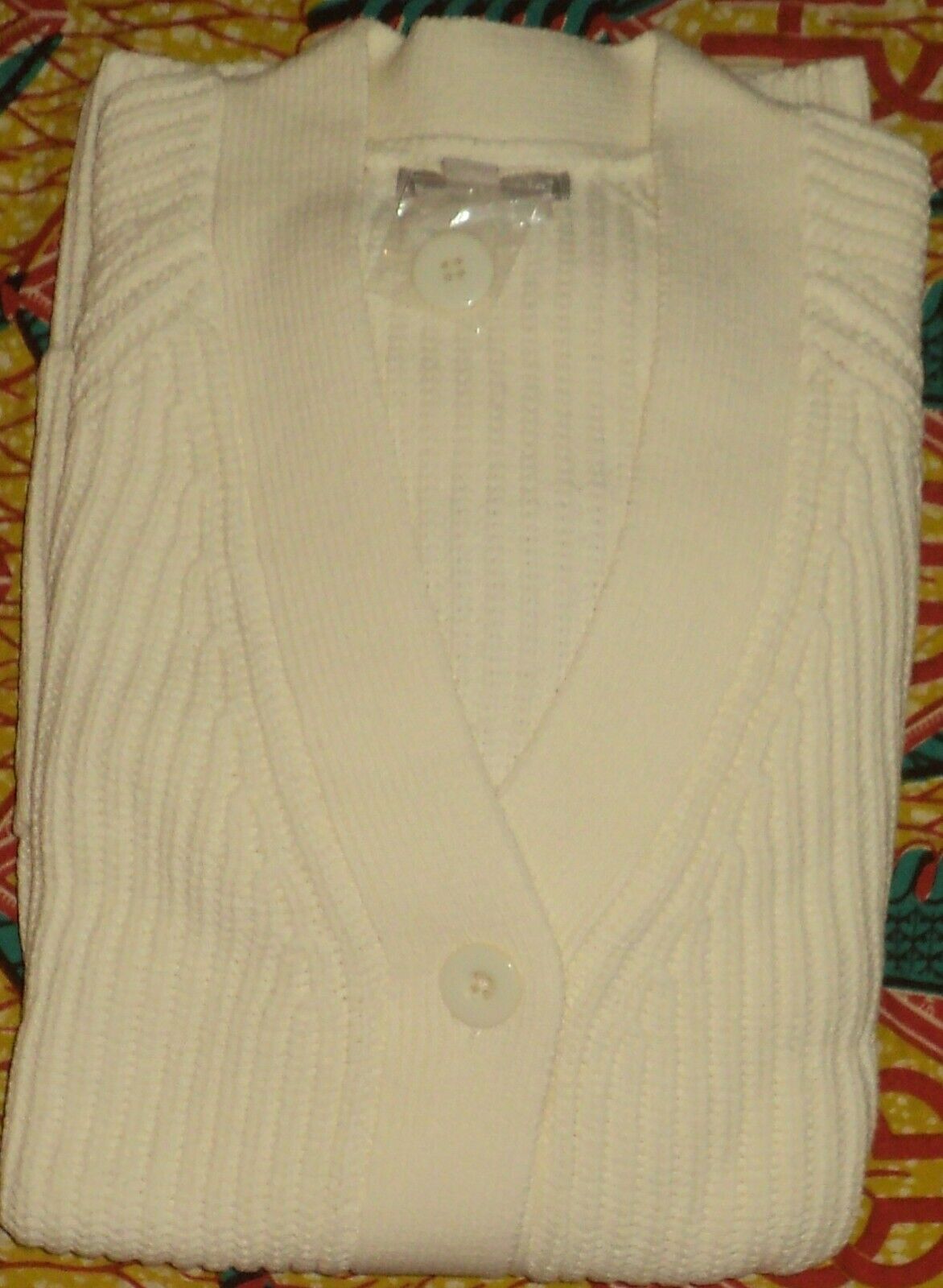 Woman Within Plus Size Ivory Long Sleeves Shaker Knit Cardigan Size 1X(22/24)