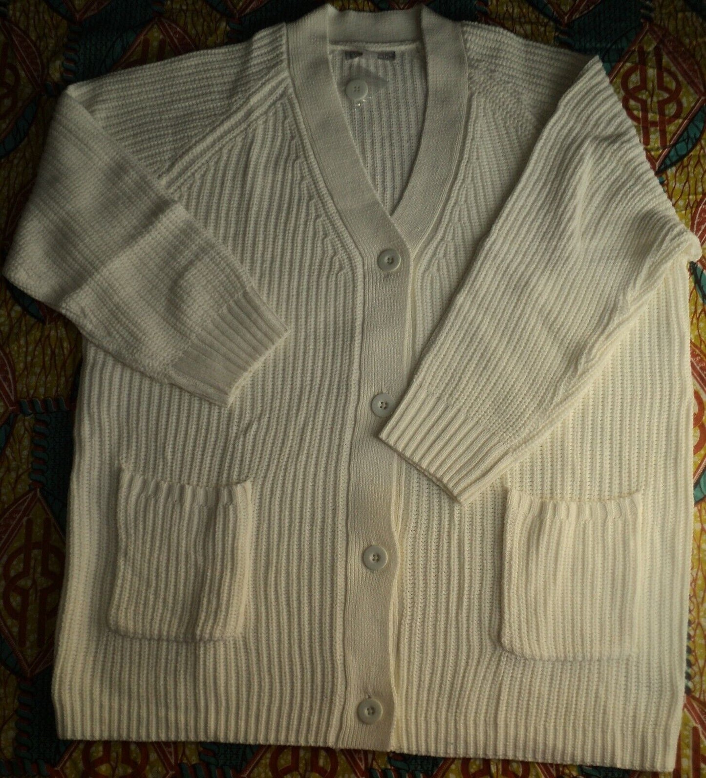 Woman Within Plus Size Ivory Long Sleeves Shaker Knit Cardigan Size 1X(22/24)