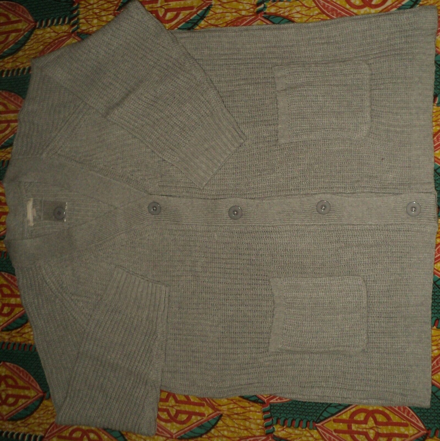 Woman Within Plus Size Heather Grey Long Sleeve Shaker Knit Cardigan Sz 2X-26/28