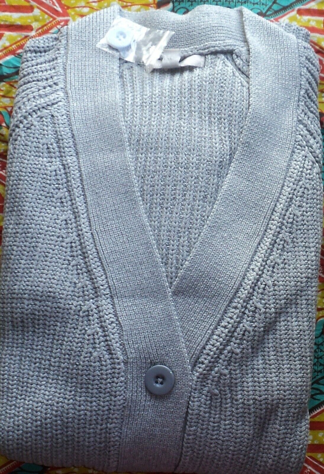 Woman Within Plus Size Heather Grey Long Sleeve Shaker Knit Cardigan Sz 2X-26/28