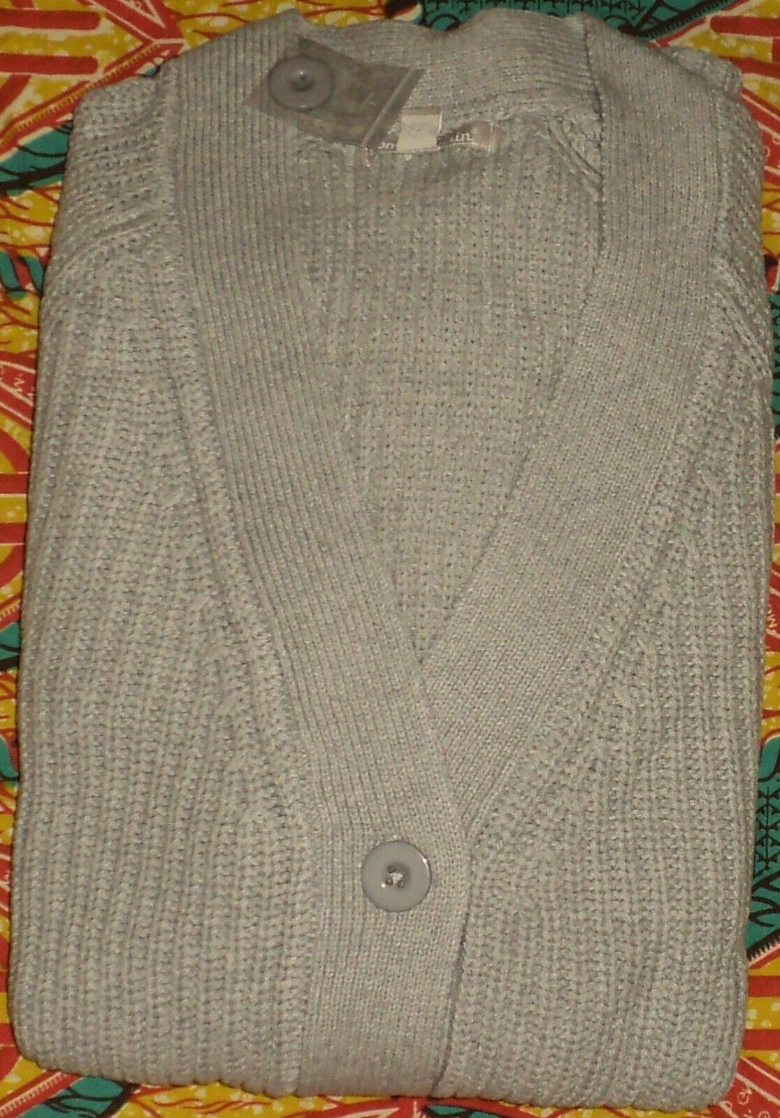 Woman Within Plus Size Heather Grey Long Sleeve Shaker Knit Cardigan Sz 2X-26/28