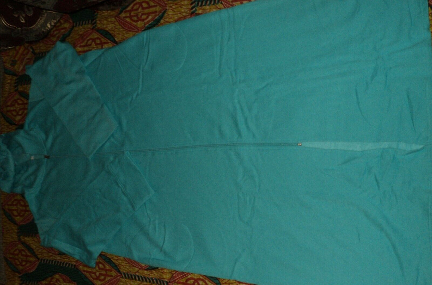 Dreams & Co. Plus Size Caribbean Blue Long Fleece Hoodie Robe Size 1X(22/24)