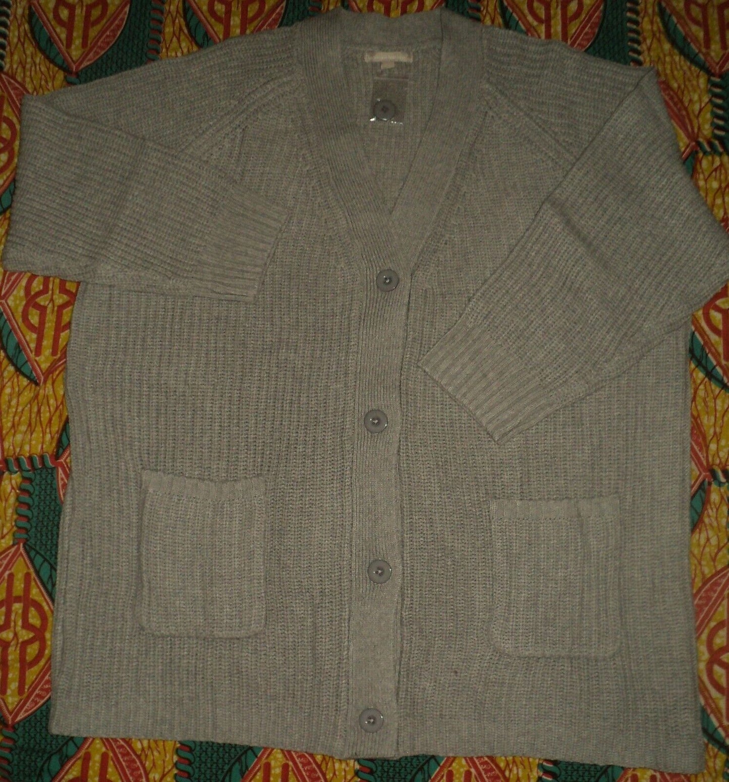 Woman Within Plus Size Heather Grey Long Sleeve Shaker Knit Cardigan Sz 1X-22/24