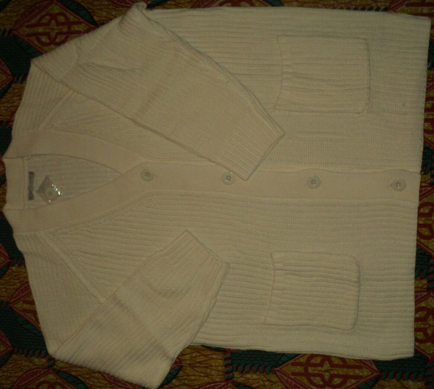 Woman Within Plus Size Ivory Long Sleeves Shaker Knit Cardigan Size 5X(38/40)