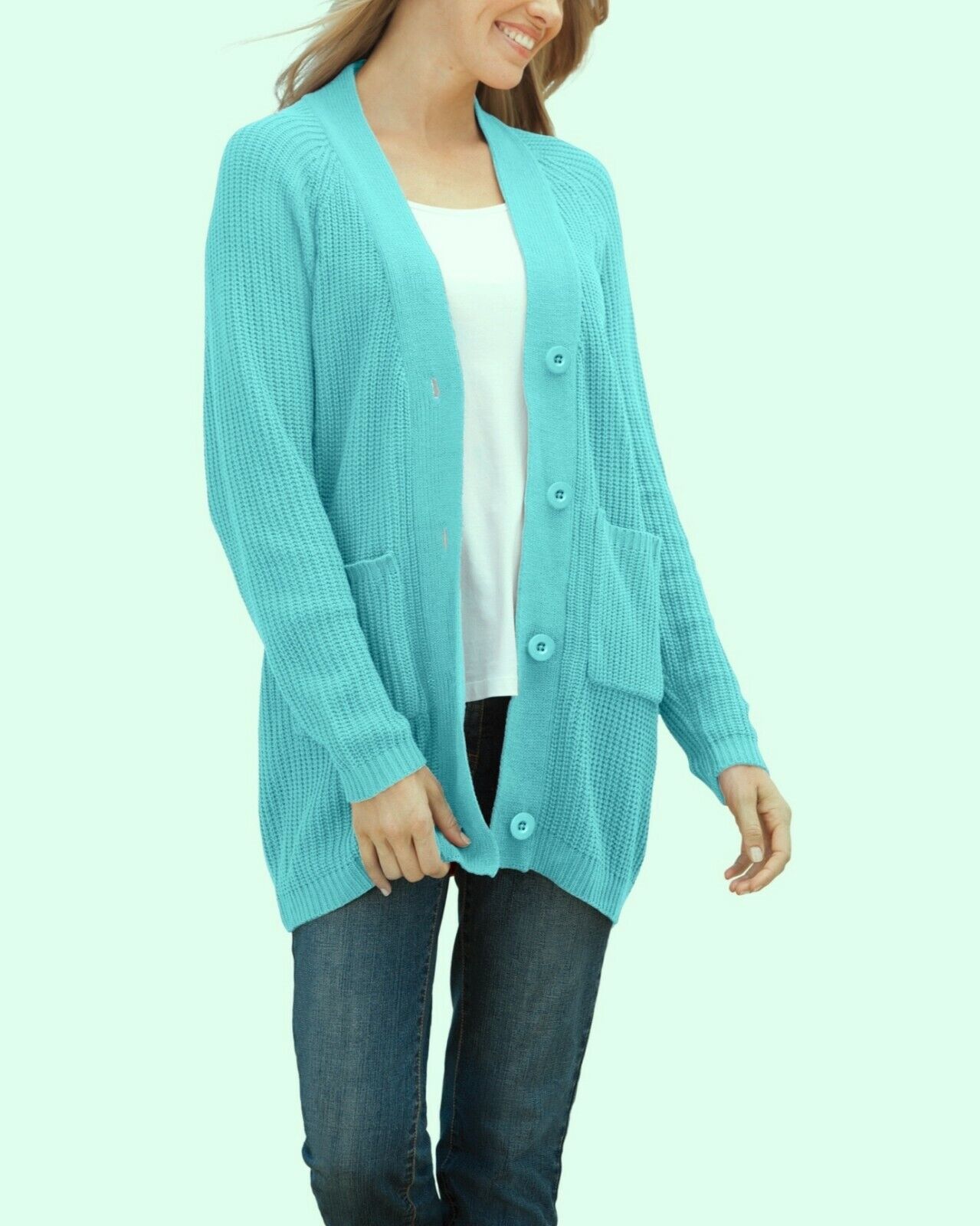 Woman Within Plus Size Ivory Long Sleeves Shaker Knit Cardigan Size 5X(38/40)