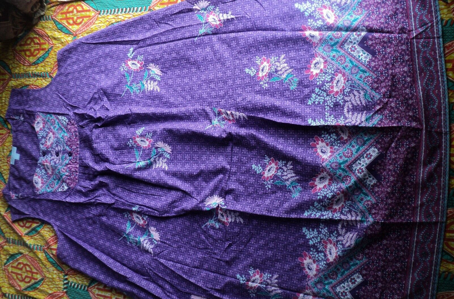 Only Necessities Plus Size Plum Burst Sleeveless Bib Long Lounger Size 4X(34/36)
