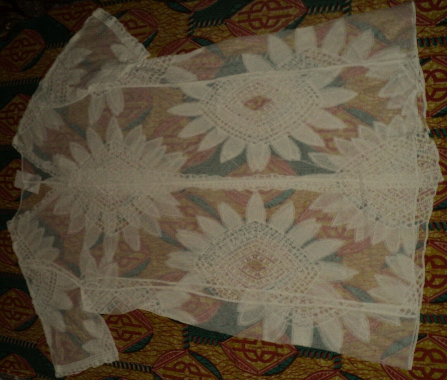 Swimsuits For All Plus Size White Open-Front Embroidered Cover Up Size 30/32
