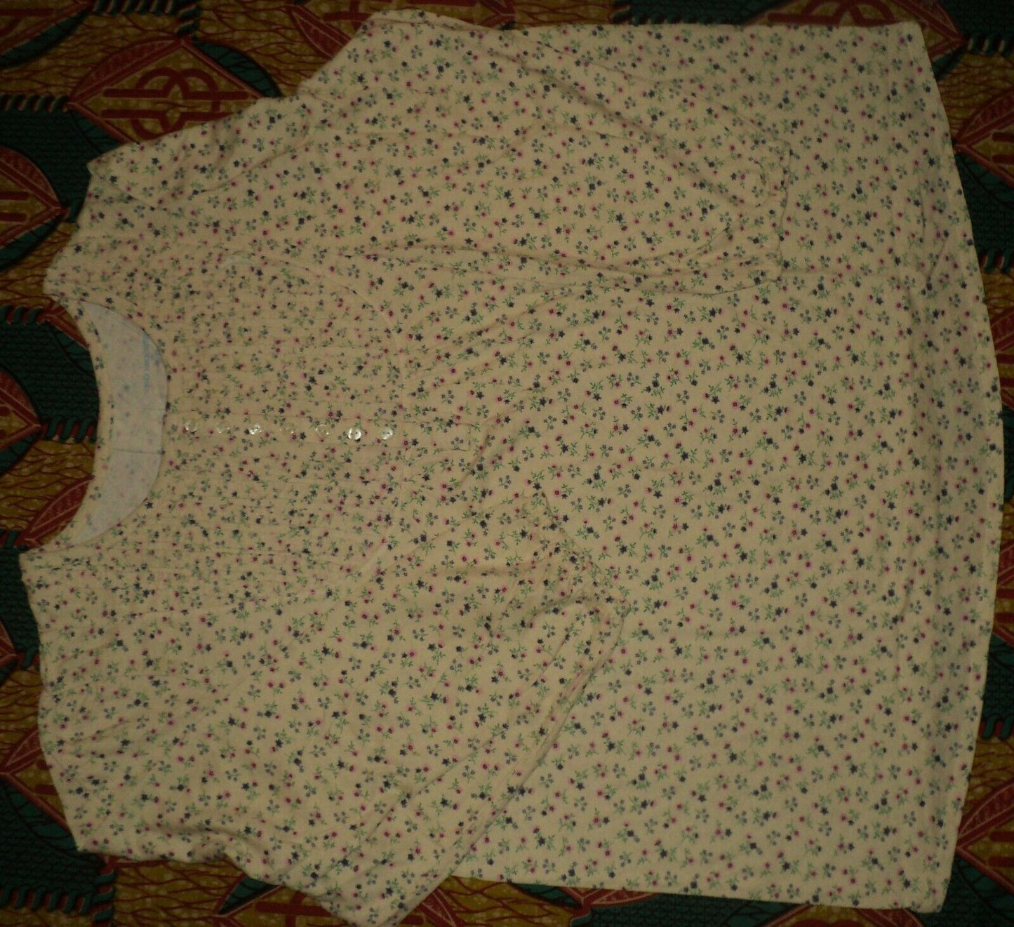 Only Necessities Plus Size Ivory Floral Long Sleeve Ruffled Pajamas Set Size L