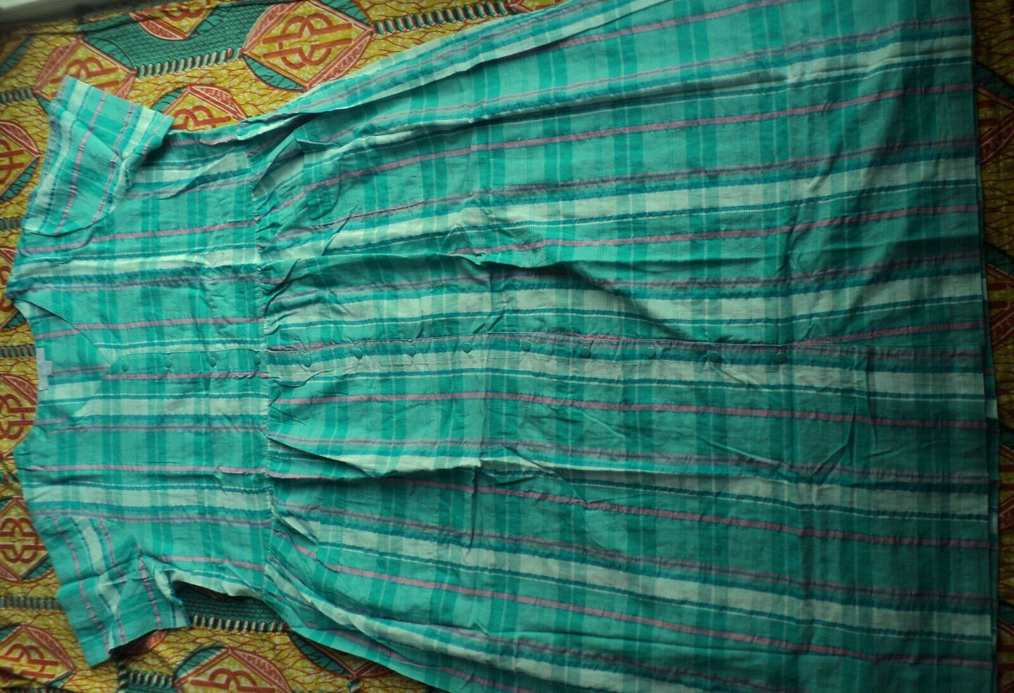 Only Necessities Plus Size Aquamarine Long Seersucker Snap-front Lounger Sz 1X
