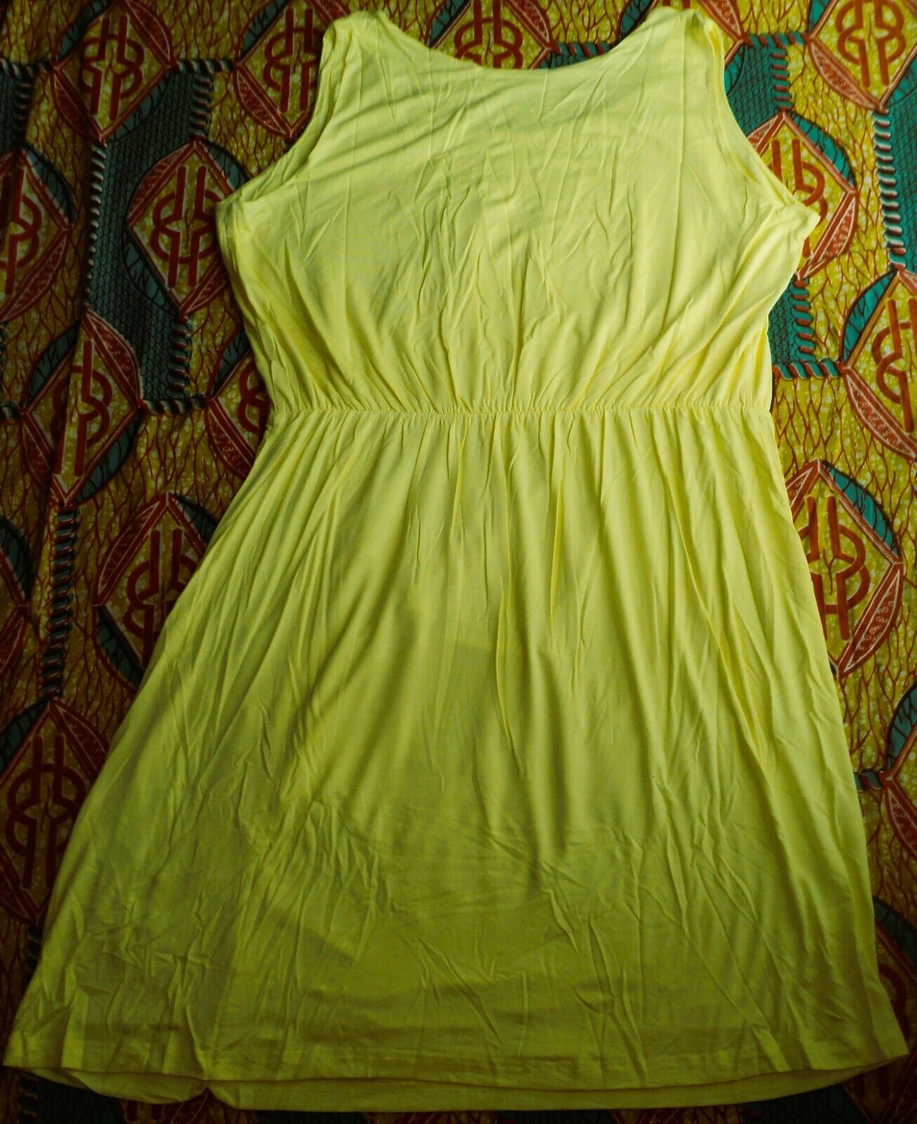 Jessica London Plus Size Bright Lemon Sleeveless Ruched Short Tank Dress Size 28