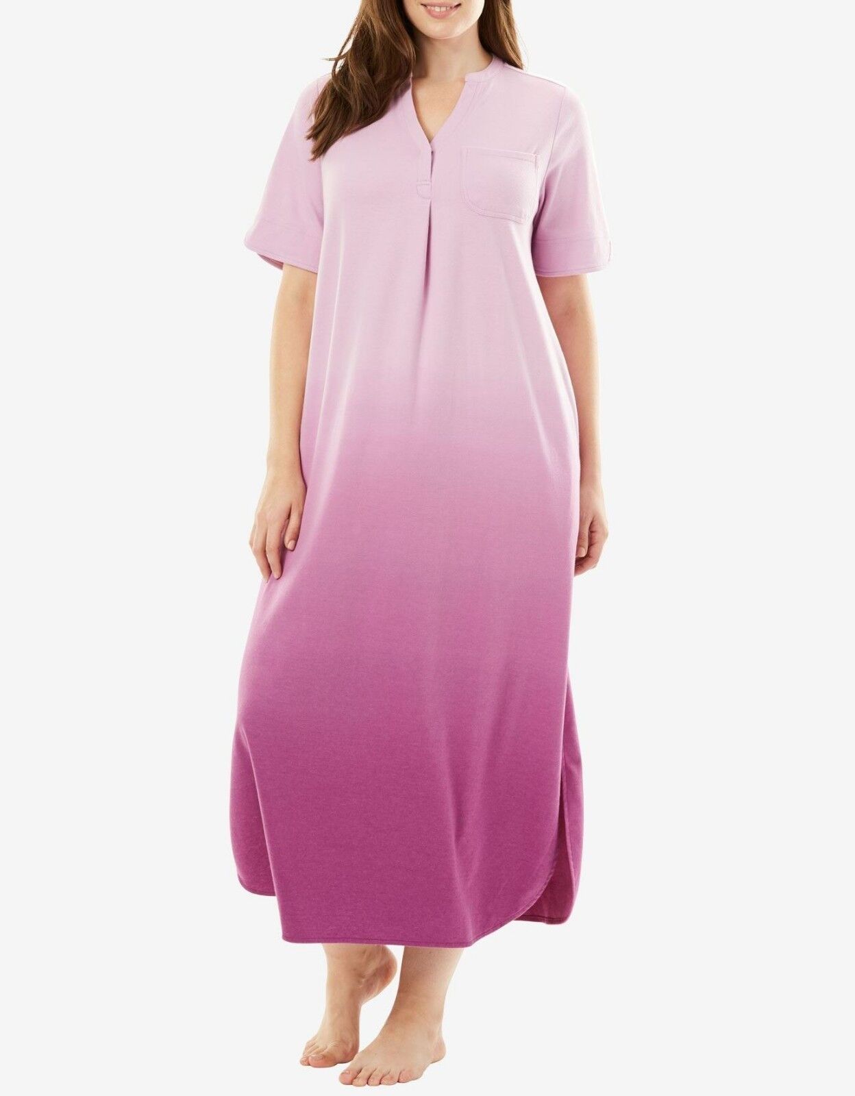 Dreams & Co. Plus Size Orchid Pink Ombre Short Sleeve Knit Lounger Size 1X-22/24