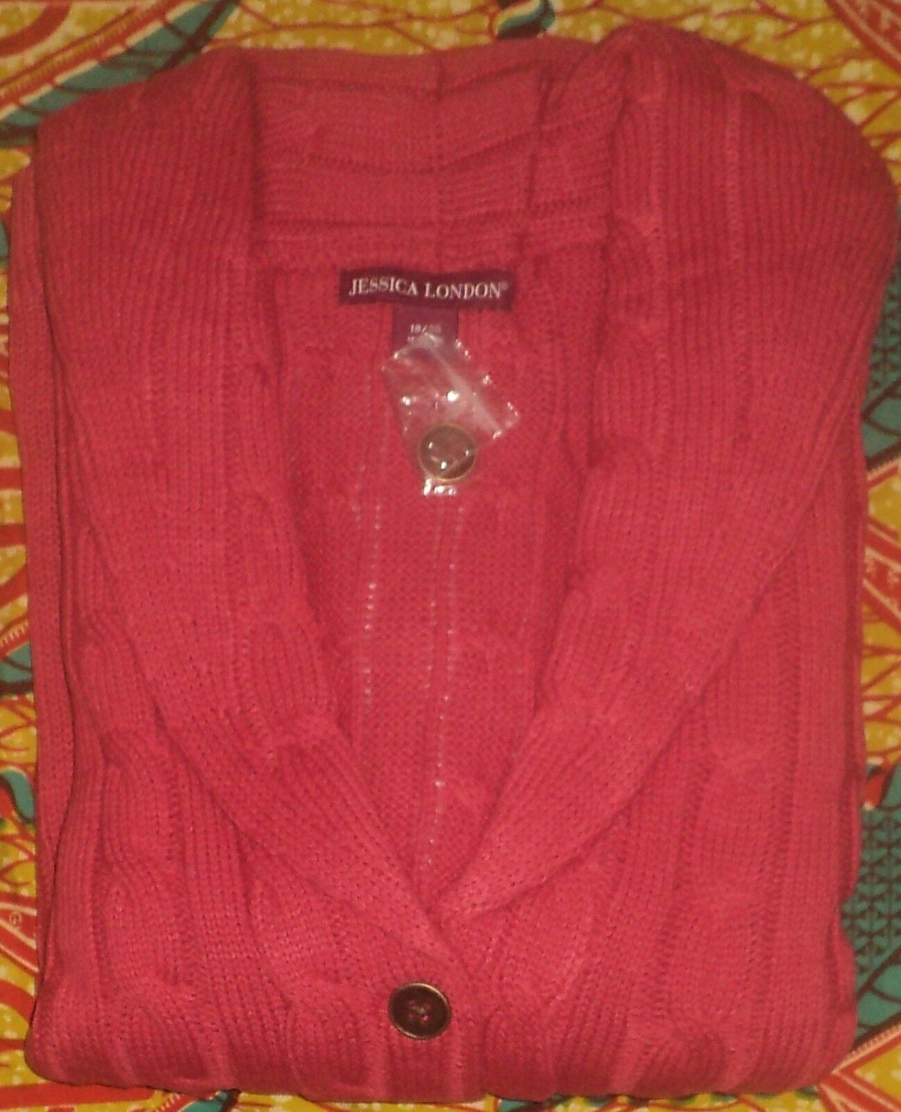 Jessica London Plus Size Strawberry Cable Blazer Sweater Cardigan Size 26/28