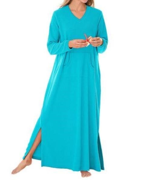 Dreams & Co. Plus Size Bright Berry Long Sleeves Sherpa Long Lounger Size 1X