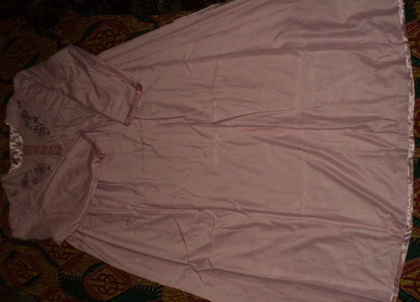 Only Necessities Plus Size Pink Brushed Back Satin Nightgown Size L(18/20)