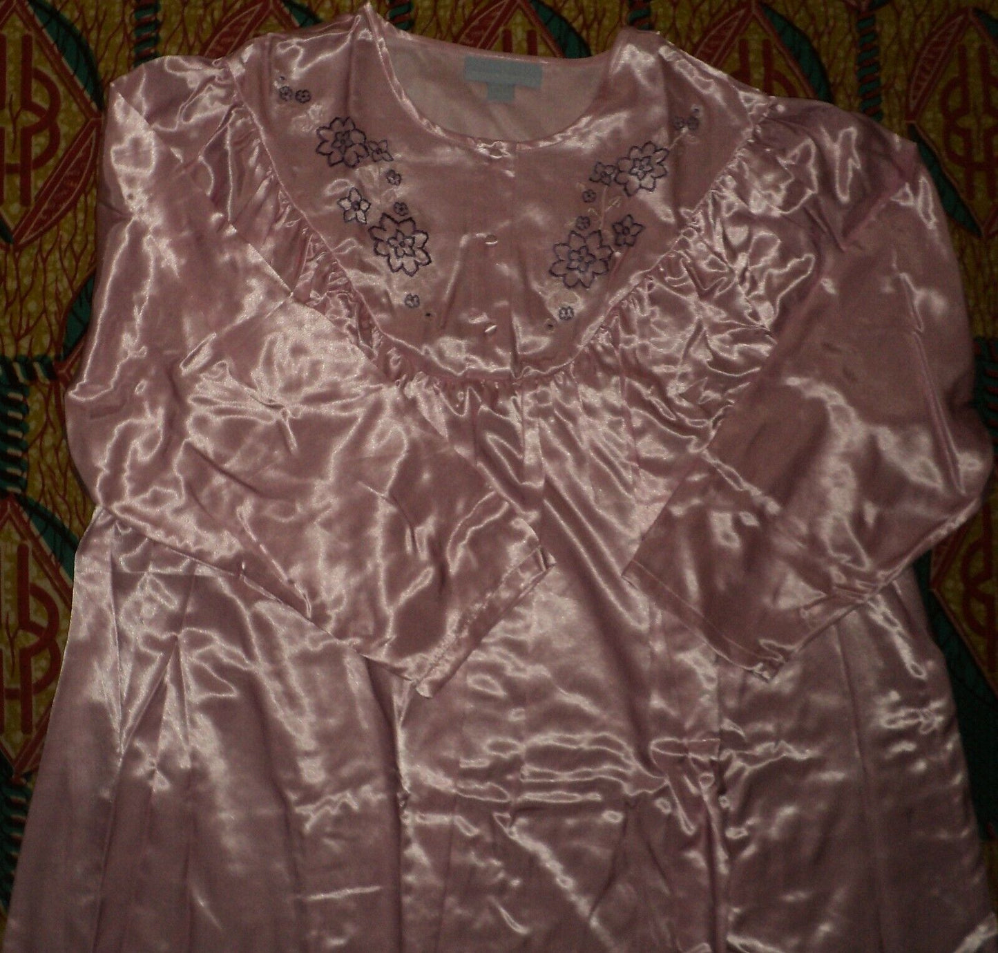 Only Necessities Plus Size Pink Brushed Back Satin Nightgown Size L(18/20)