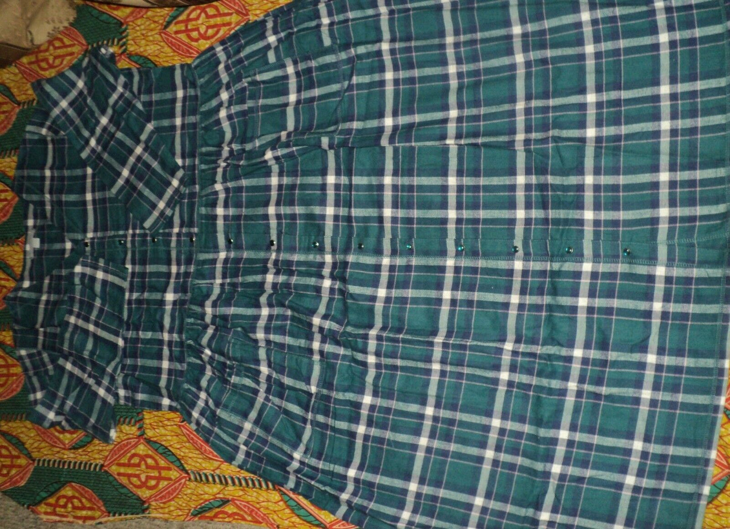 Only Necessities Plus Size Evening Blue Plaid Flannel Snap-Front Lounger Size 2X