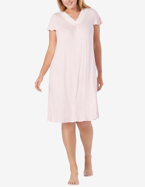 Dreams & Co. Plus Size Pink Flower Vine Knit Gown & Robe Set Size 3X(30/32)