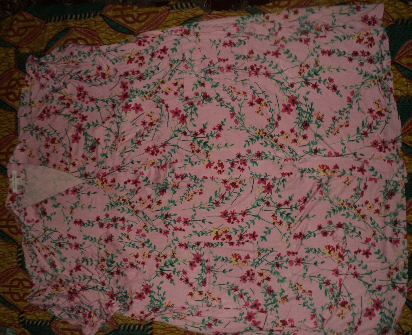 Dreams & Co. Plus Size Pink Flower Vine Knit Gown & Robe Set Size 3X(30/32)