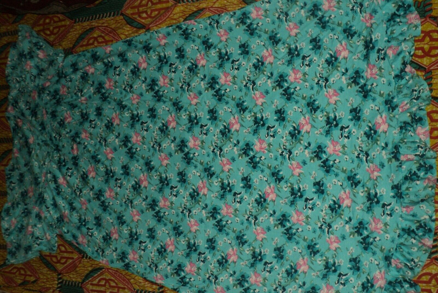 Dreams & Co. Plus Size Petite Caribbean Blue Long Cotton Knit Nightgown Sz 1X