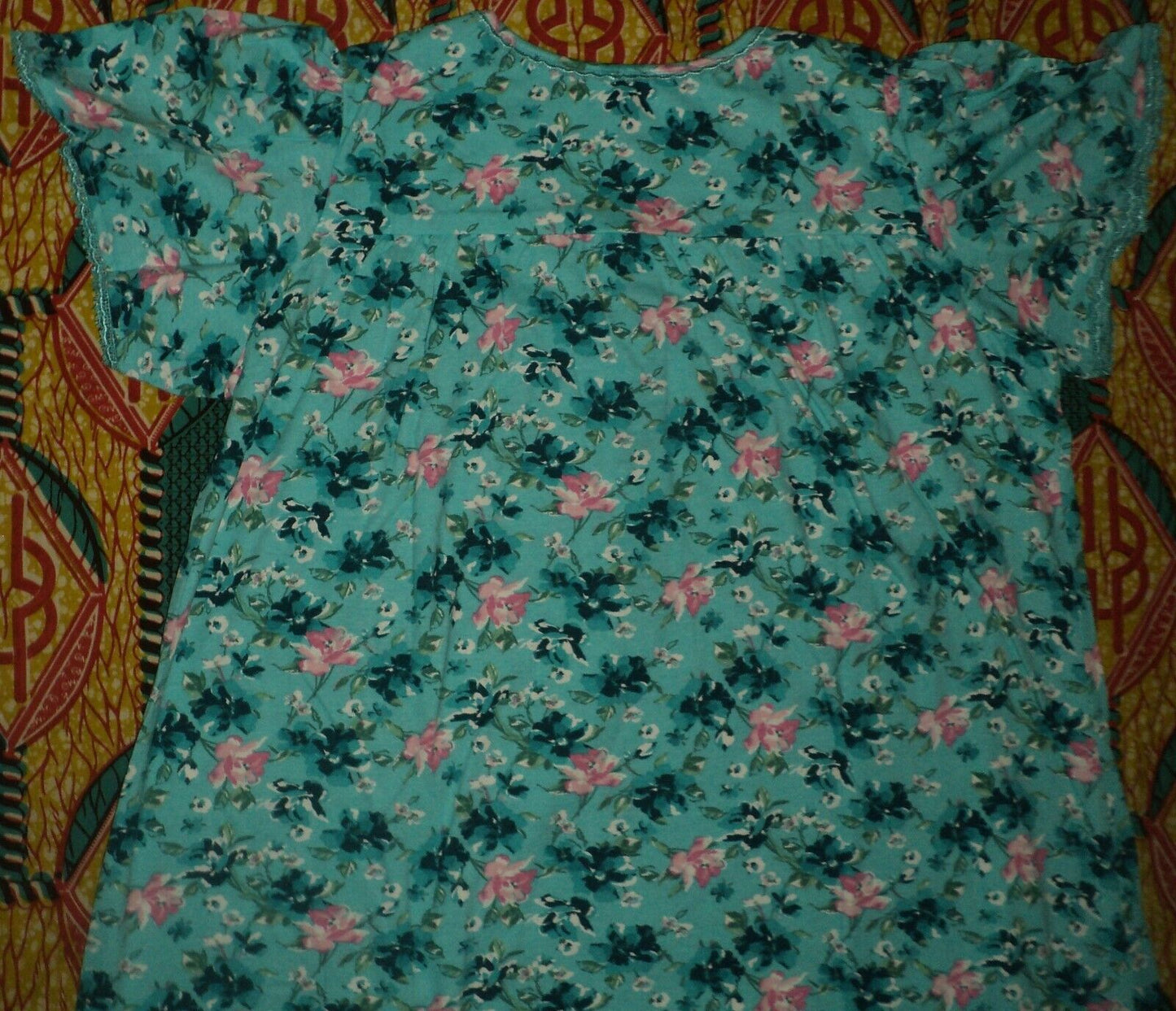 Dreams & Co. Plus Size Petite Caribbean Blue Long Cotton Knit Nightgown Sz 1X