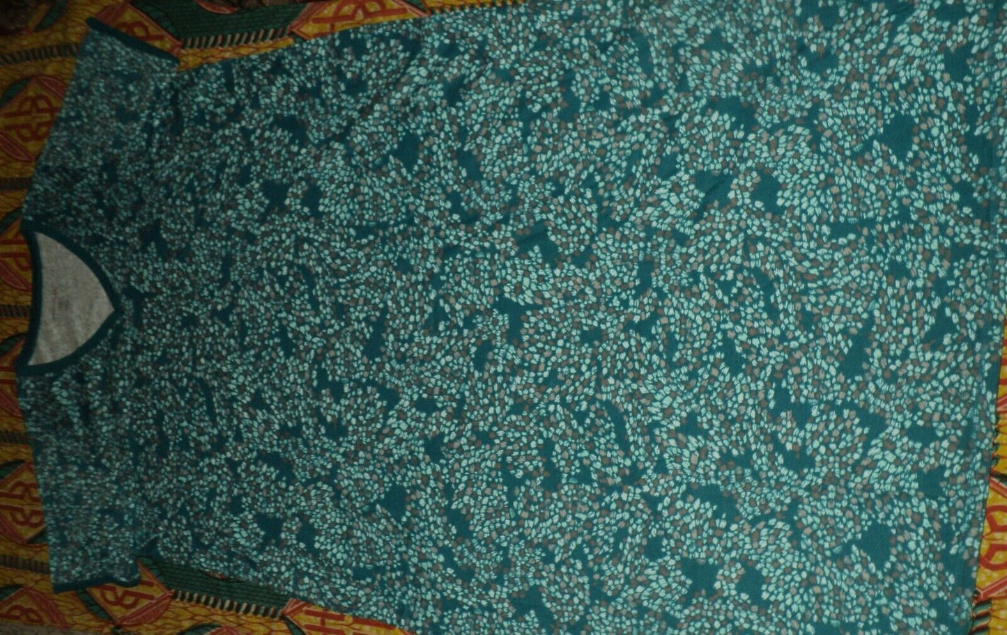 Dreams & Co. Plus Size Deep Lagoon Animal Long T-Shirt Lounger Size 4X(34/36)