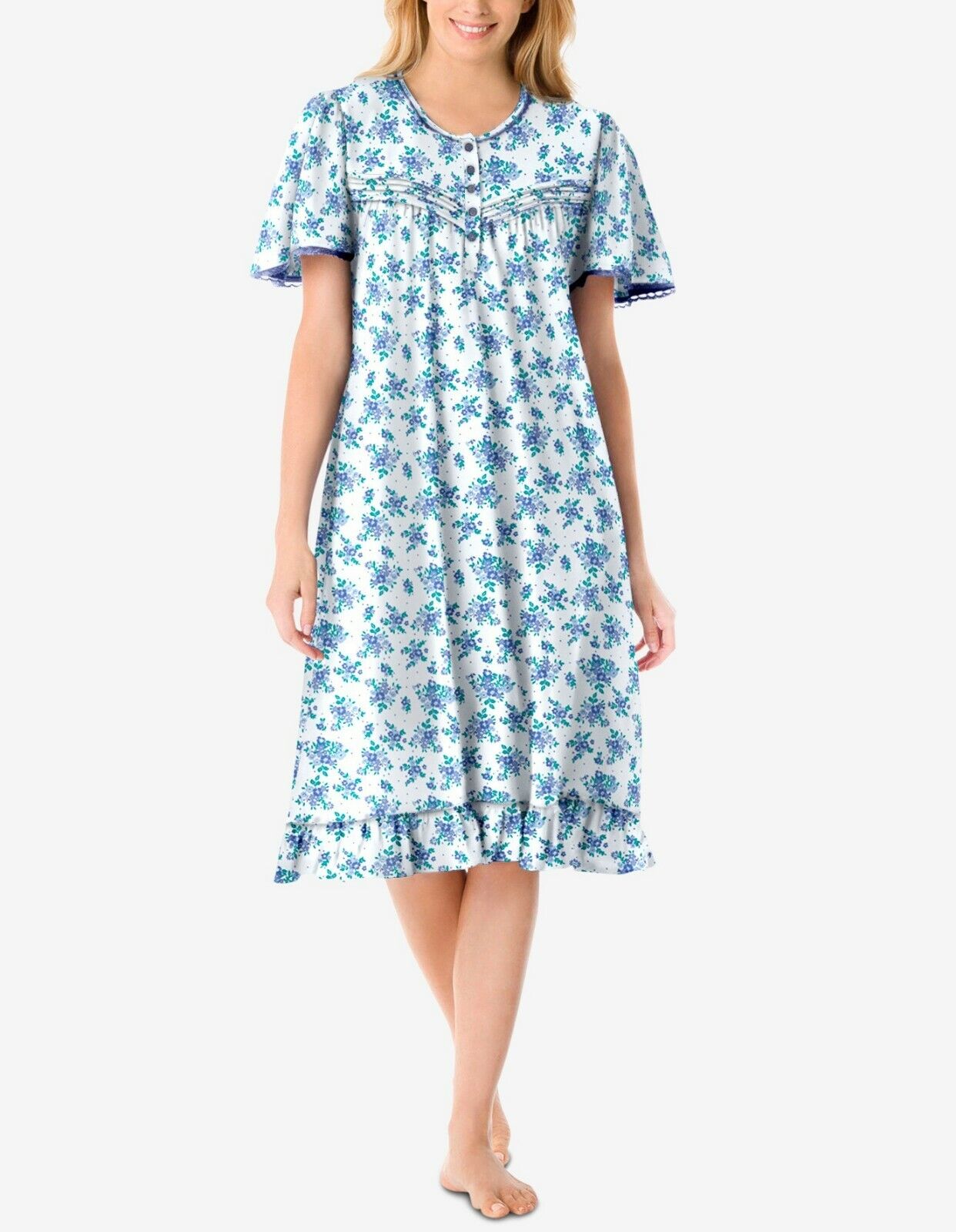 Dreams & Co. Plus Size Bouquet Short Cotton Knit Nightgown Size 3X(30/32)