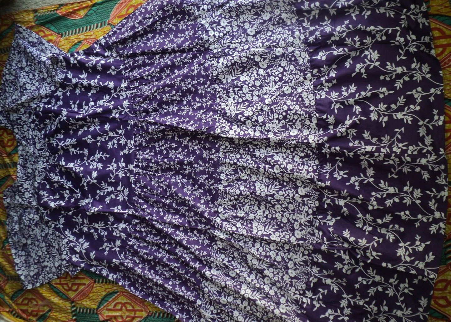 Only Necessities Plus Size Plum Burst Flutter Sleeve Tiered Long Lounger Size 1X