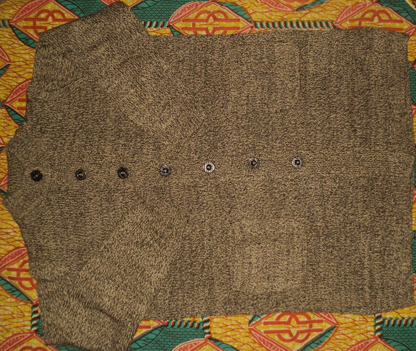 Woman Within Plus Size New Khaki Chocolate Marled Sweater Cardigan Size M-14/16