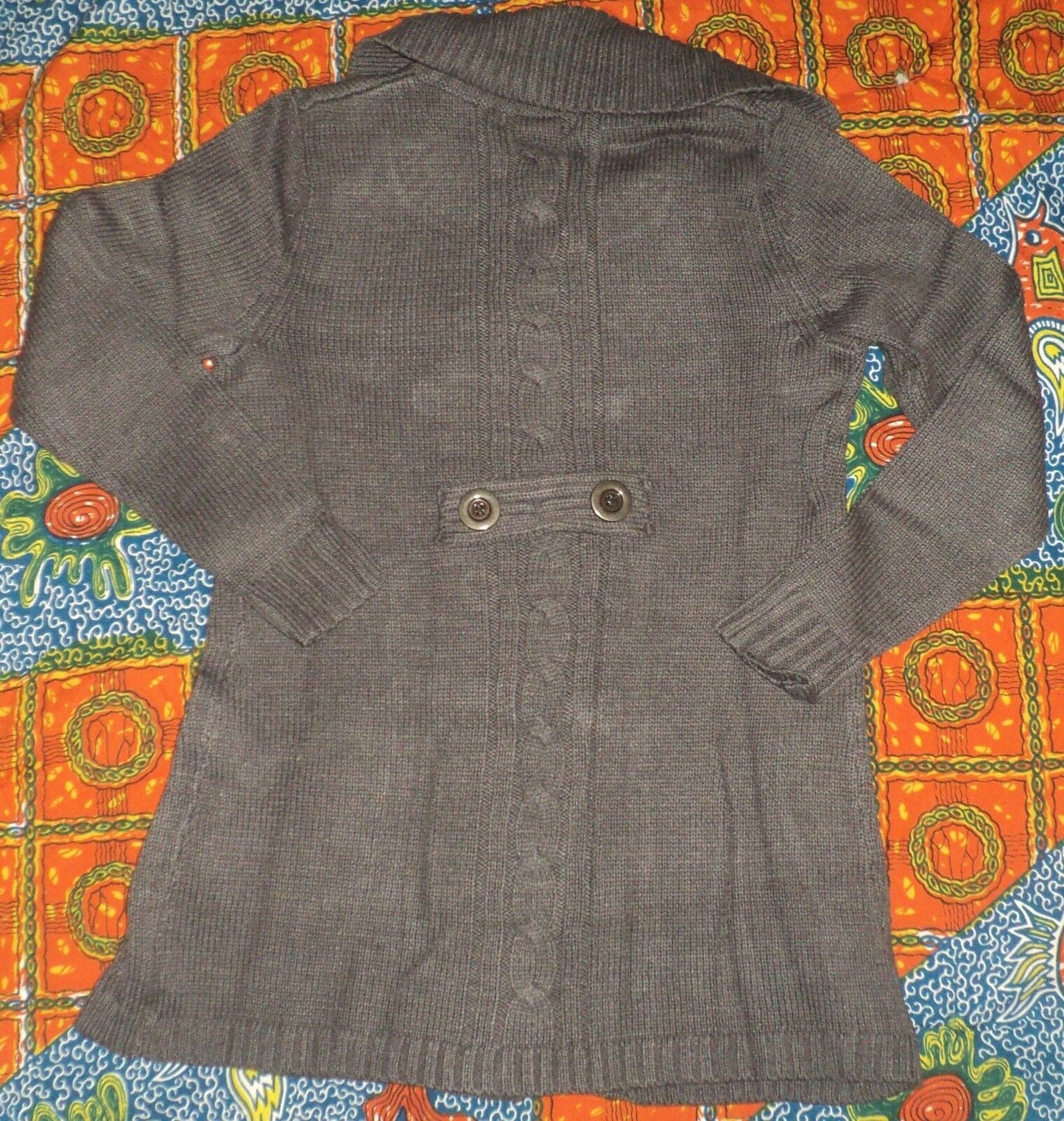 Style & Co. Charcoal Long-Sleeve Cable-Knit Sweater Cardigan Size PS