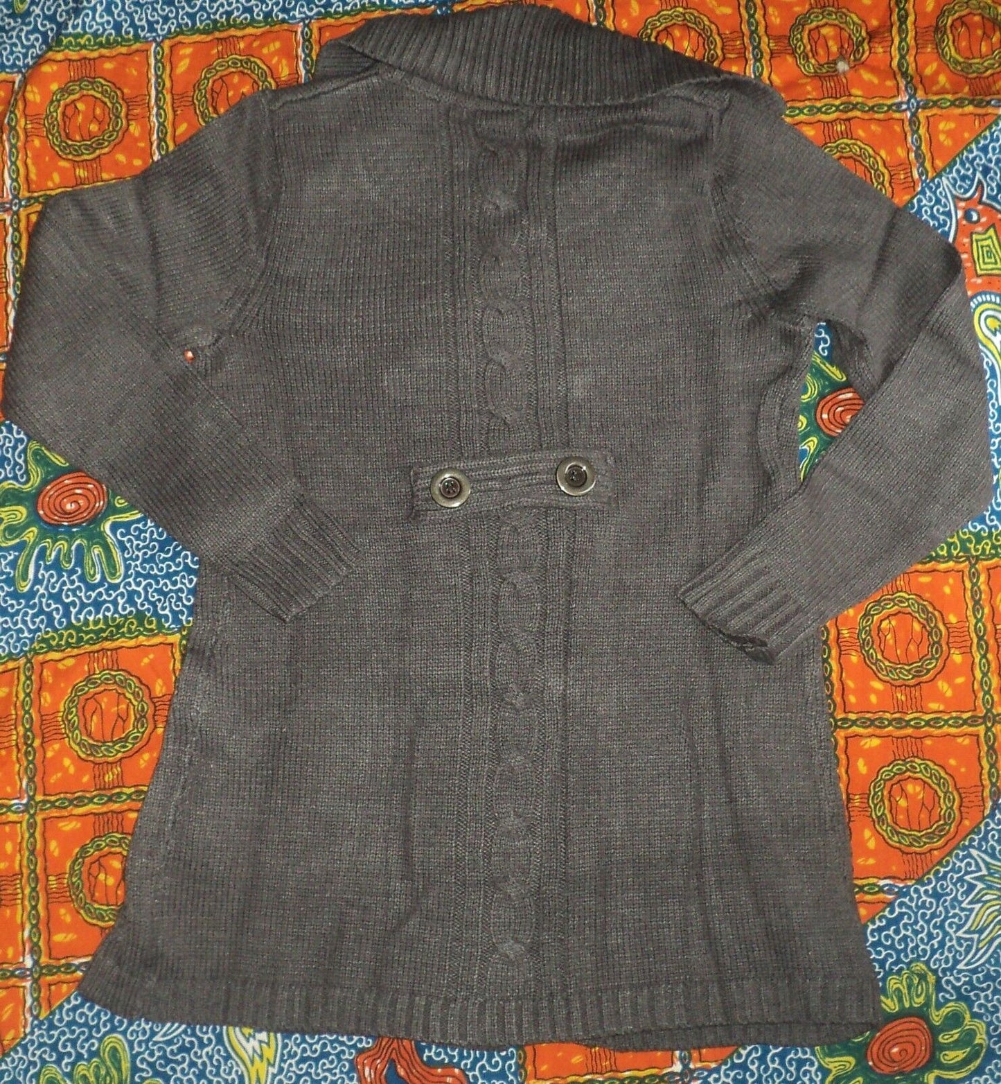 Style & Co. Charcoal Long-Sleeve Cable-Knit Sweater Cardigan Size PS