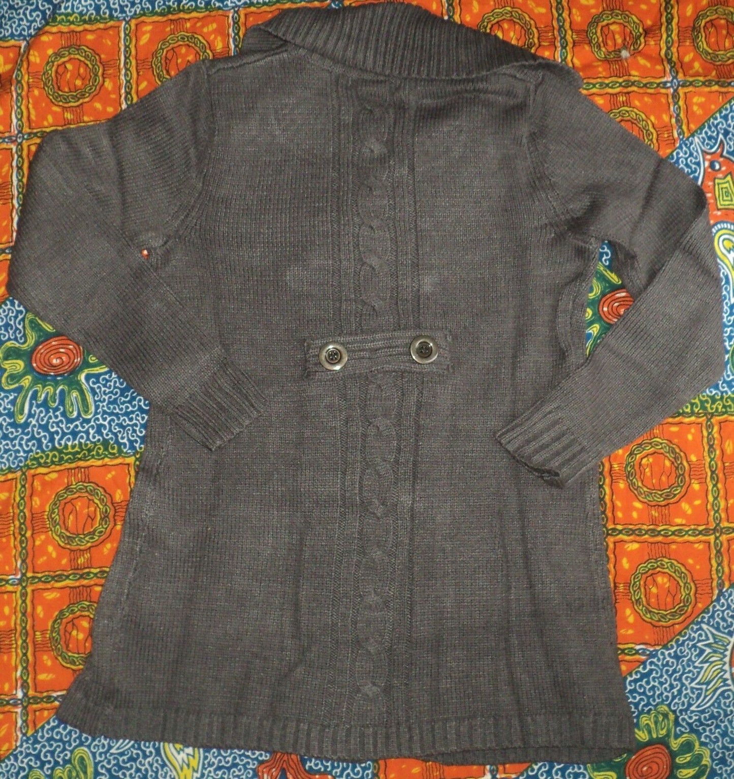 Style & Co. Charcoal Long-Sleeve Cable-Knit Sweater Cardigan Size PS