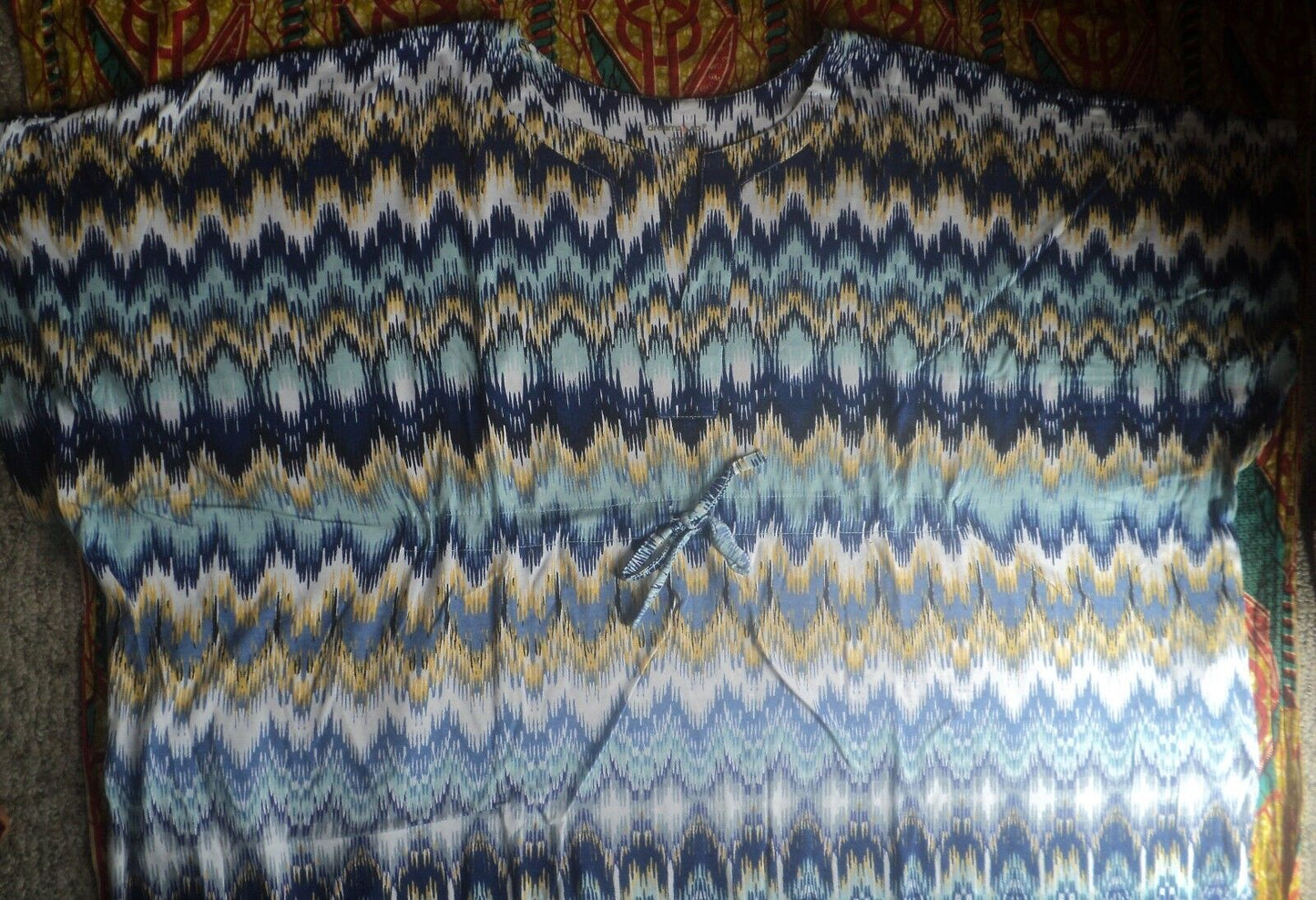 Dreams & Co. Plus Size Pretty Blue Wave Knit Kaftan Lounger Size 4X(34/36)