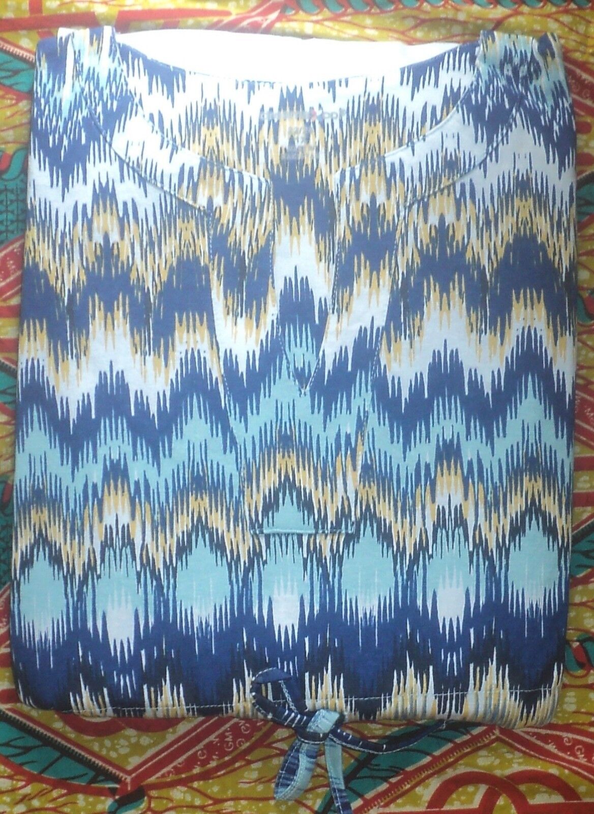 Dreams & Co. Plus Size Pretty Blue Wave Knit Kaftan Lounger Size 4X(34/36)
