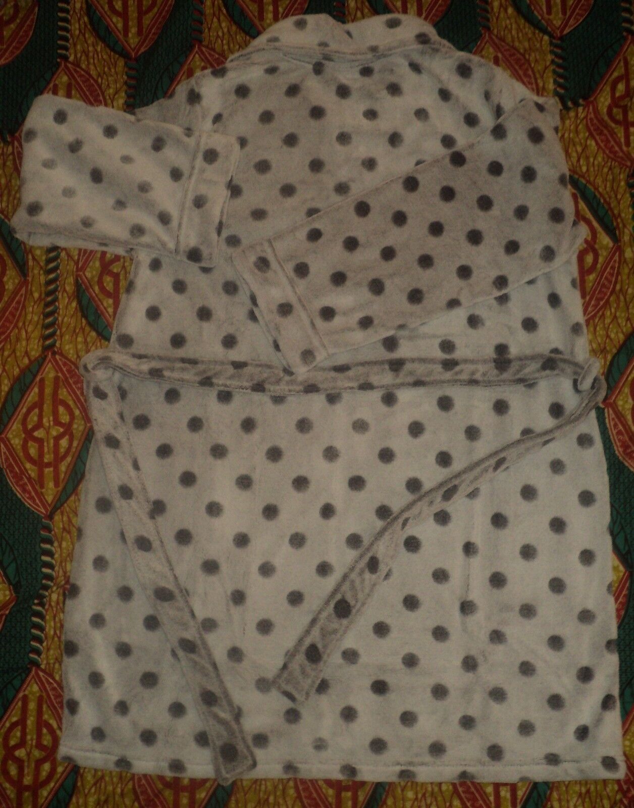 Charter Club Supersoft Grey Dot Zip Up Long Sleeves Short Robe Size XXLarge