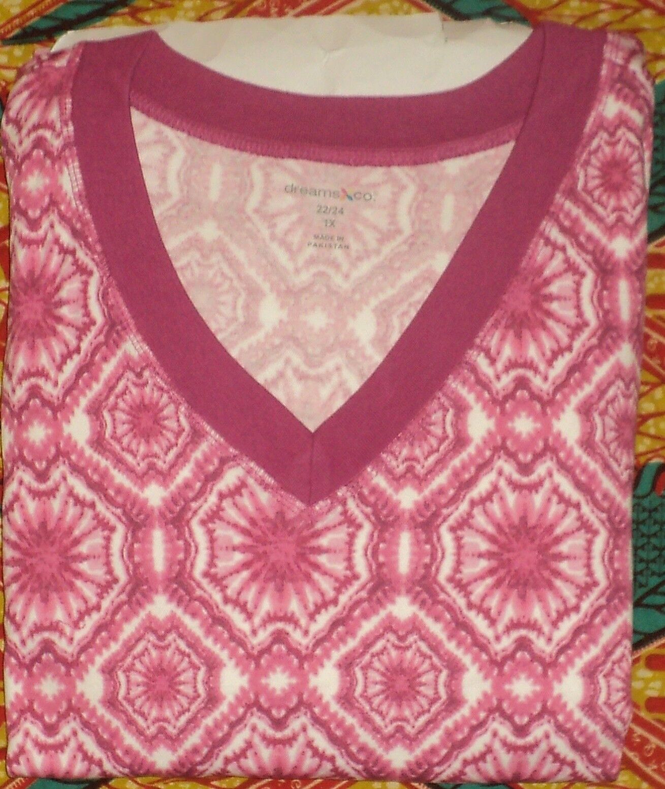 Dreams & Co. Plus Size Bright Berry Short Sleeves Maxi Lounger Size 2X(26/28)