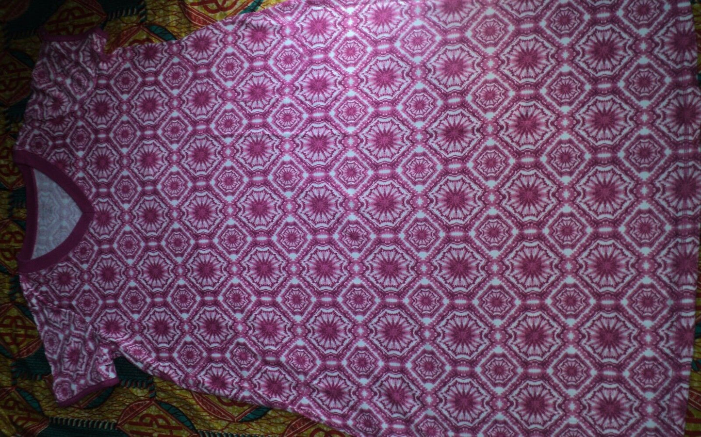 Dreams & Co. Plus Size Bright Berry Short Sleeves Maxi Lounger Size 2X(26/28)
