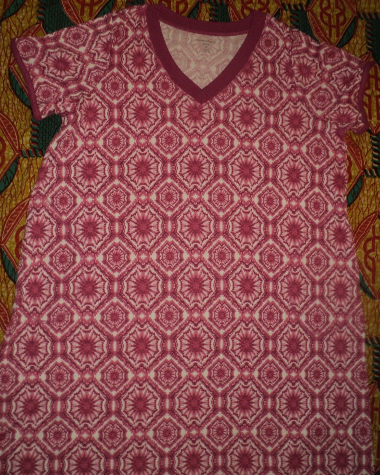 Dreams & Co. Plus Size Bright Berry Short Sleeves Maxi Lounger Size 2X(26/28)