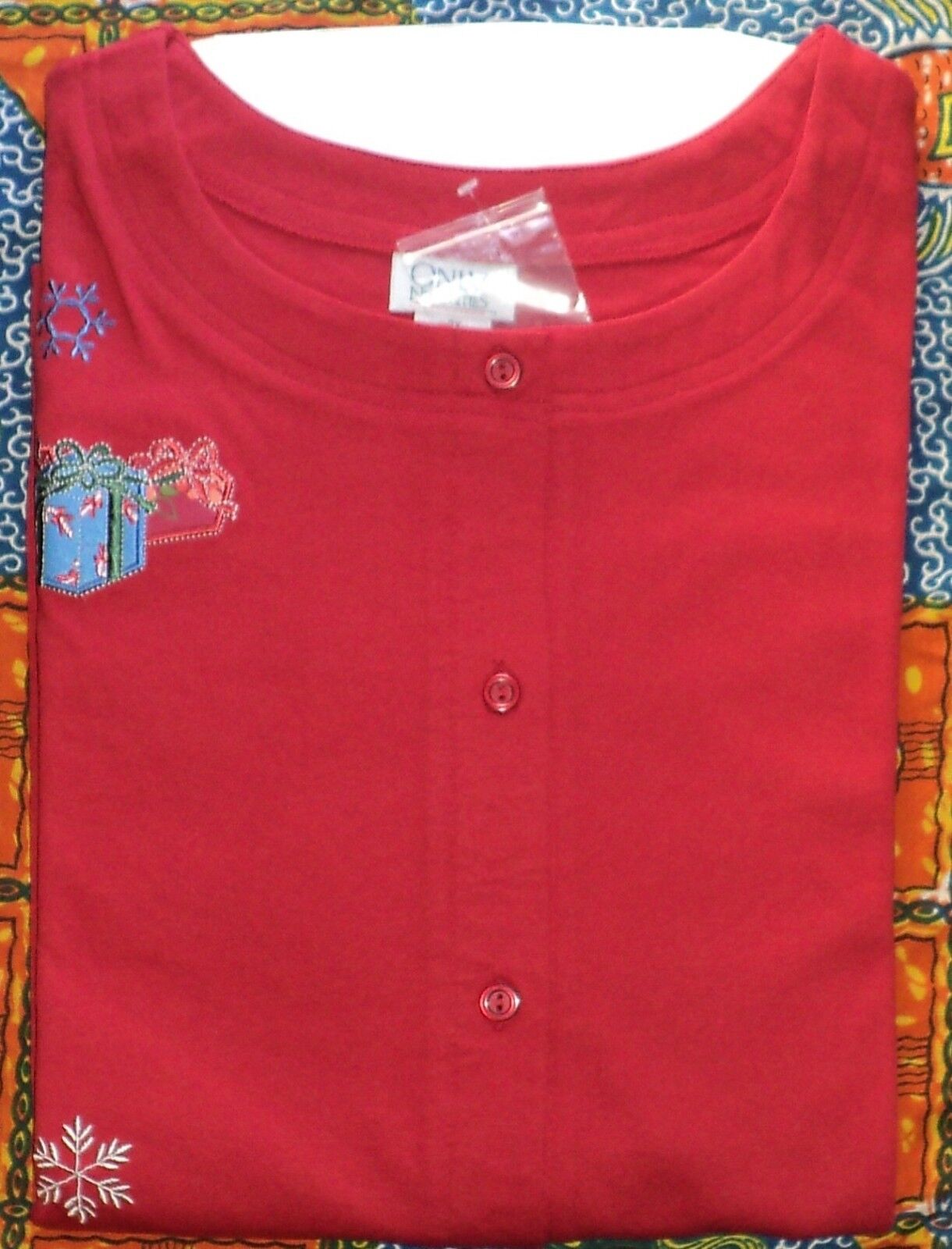 Only Necessities Plus Size Classic Red Winter-Theme 2PC Knit Pantset 1X(22W/24W)