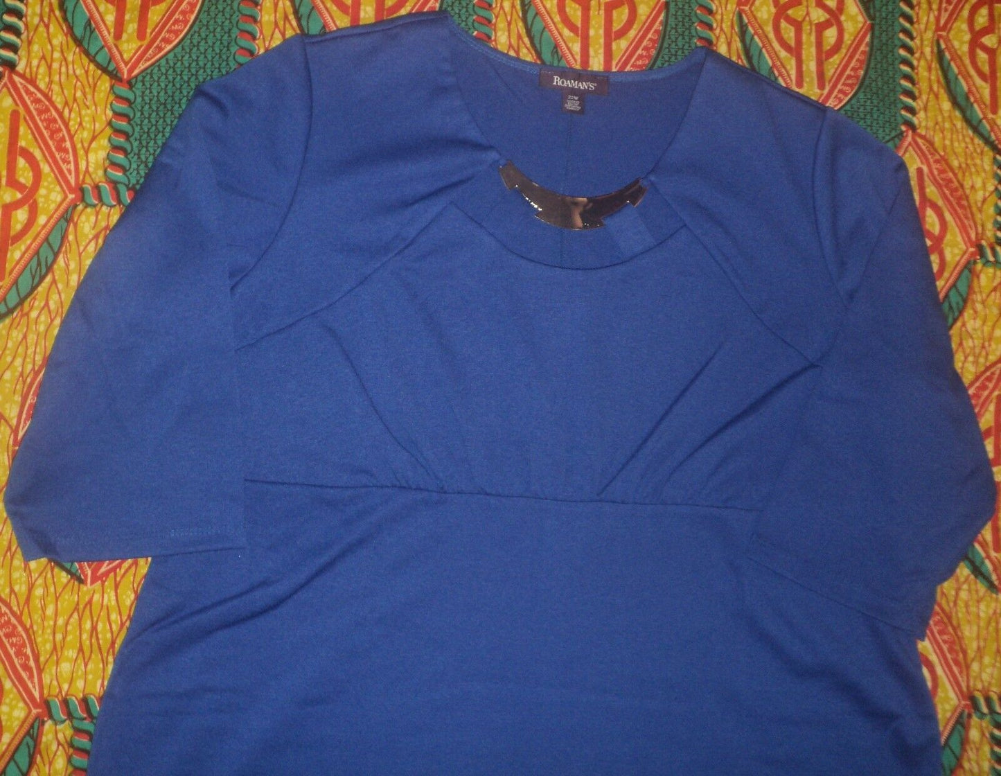 Roaman's Plus Size Dark Sapphire 3/4 Sleeve Cutout Dress Size 24W