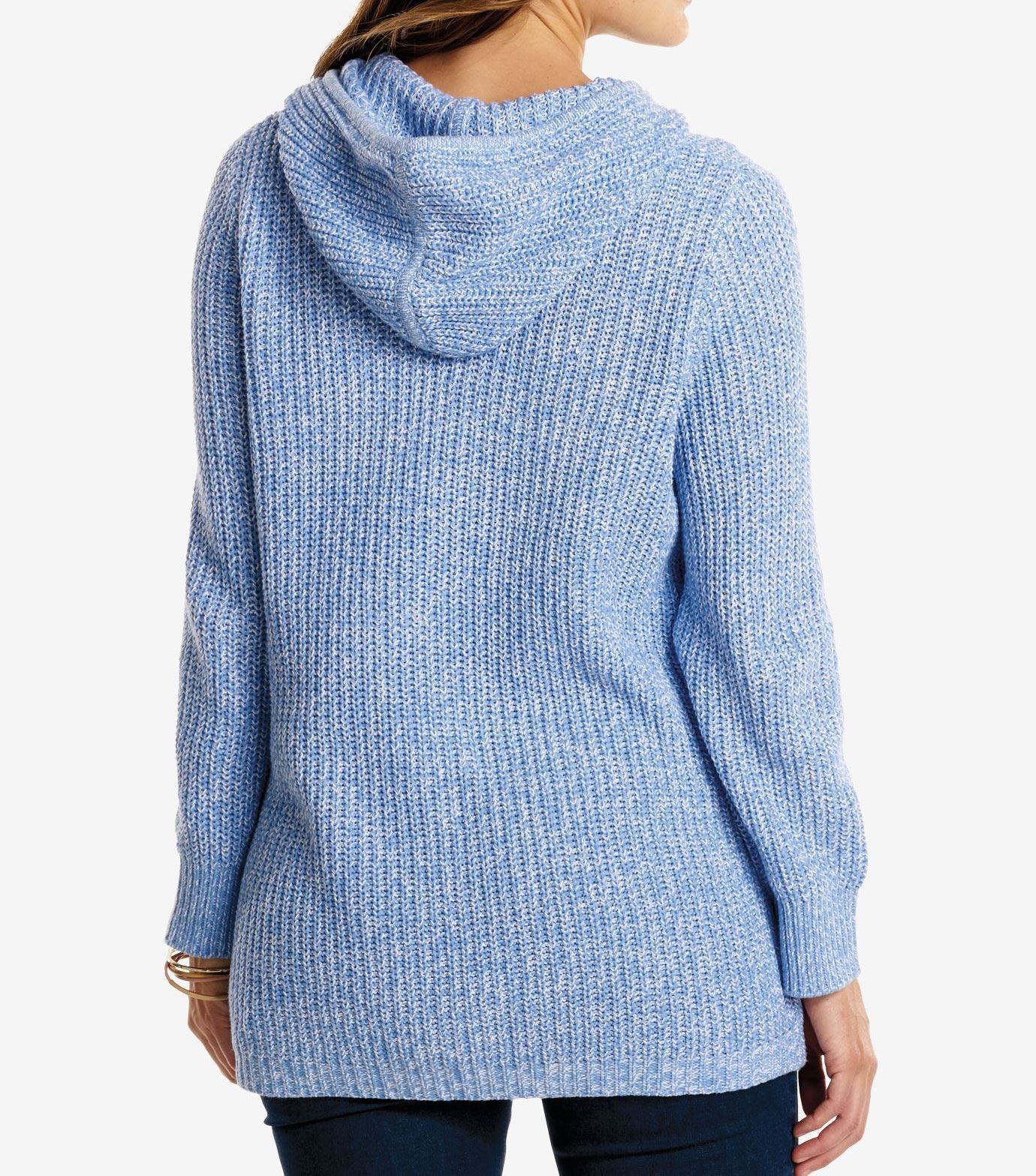 Woman Within Plus Size Heather Grey Hooded Pullover Shaker Stitch Sweater Sz 3X