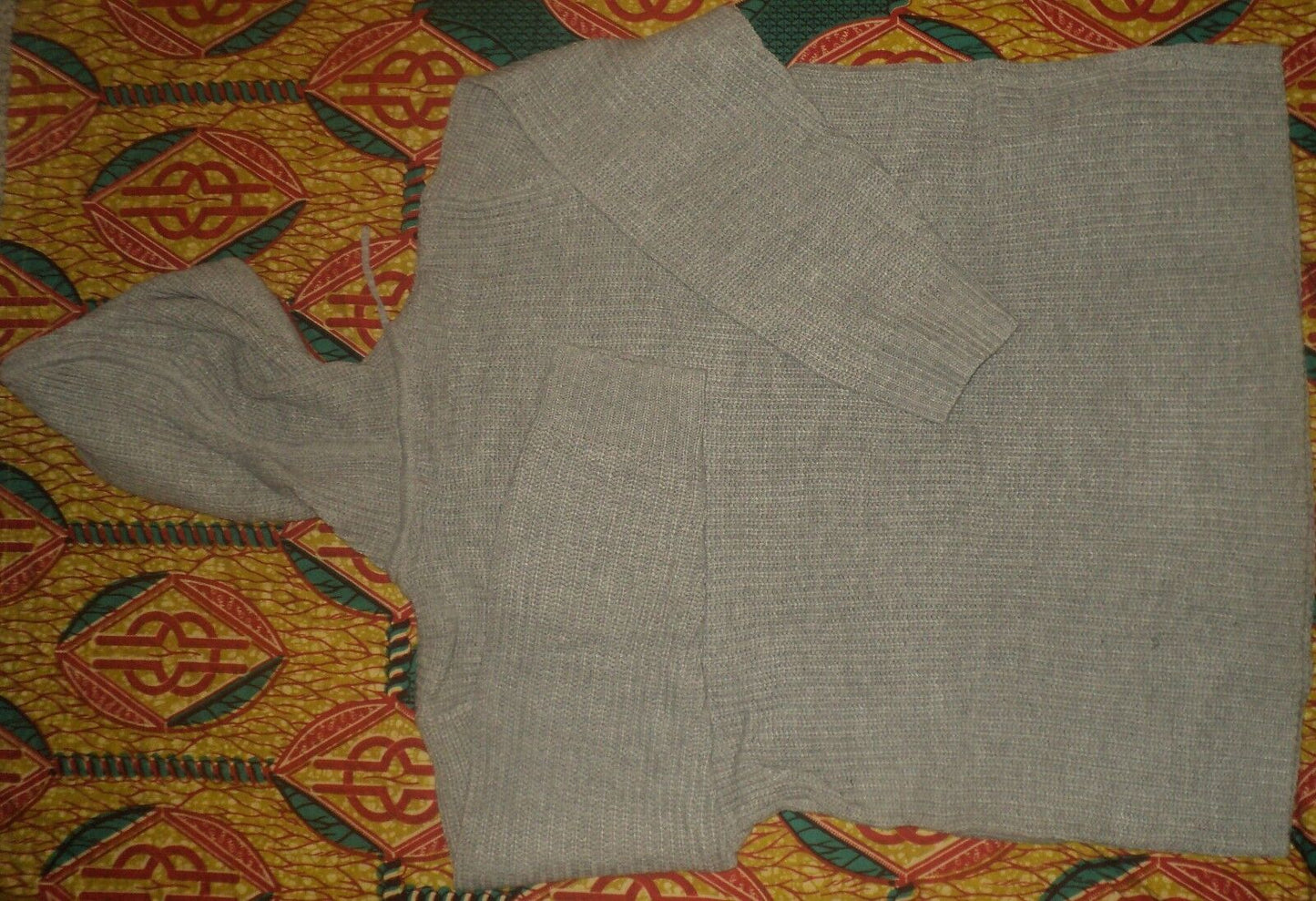 Woman Within Plus Size Heather Grey Hooded Pullover Shaker Stitch Sweater Sz 3X
