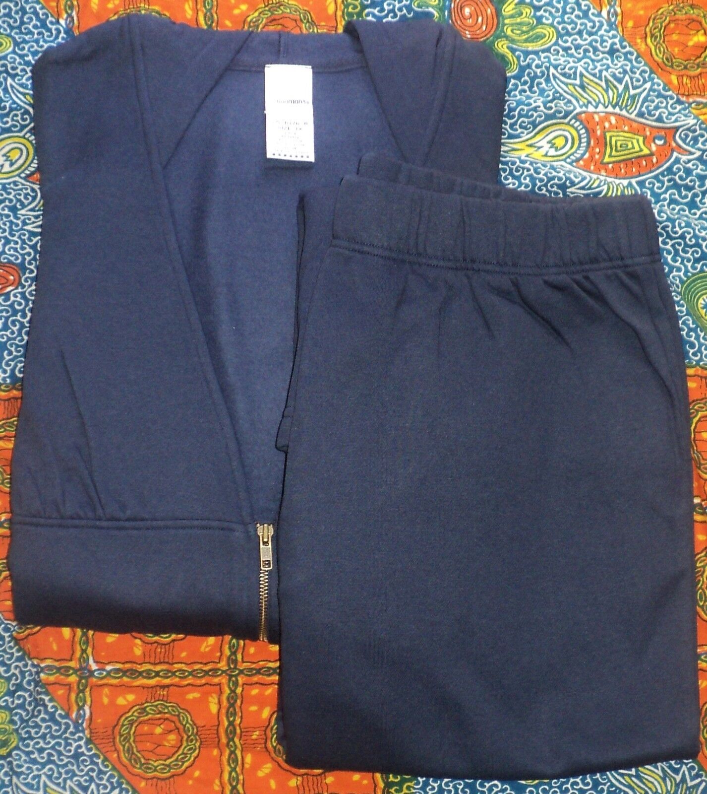 Roaman’s Plus Size Midnight Navy Fleece Screen Print Pantset Size 1X(22W/24W)