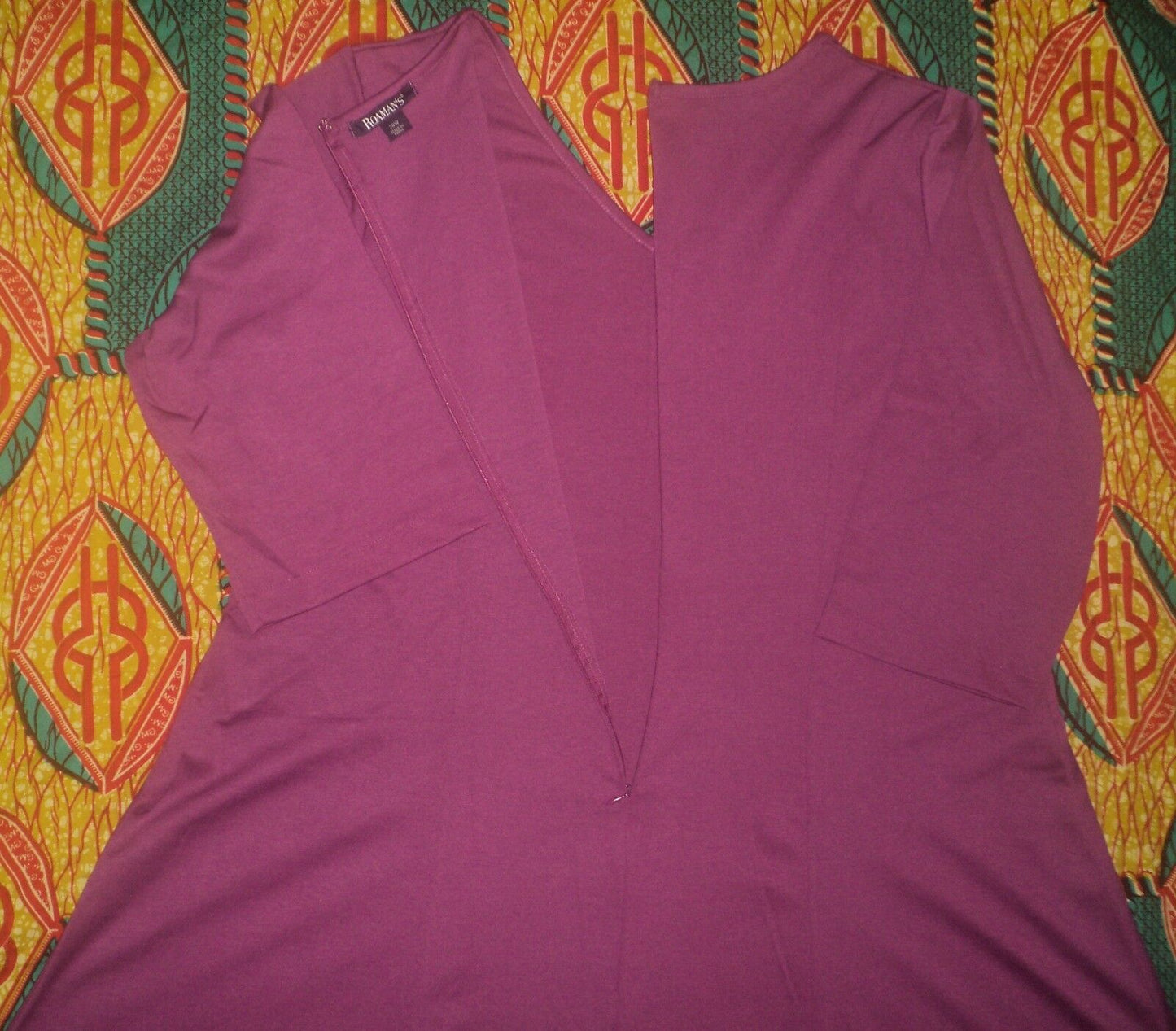 Roaman's Plus Size Berry Pink Fit and Flare 3/4 Sleeves Ponte Dress Size 24W